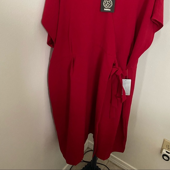 Flutter Sleeve Crepe Midi Wrap Dress - Picture 2 of 3